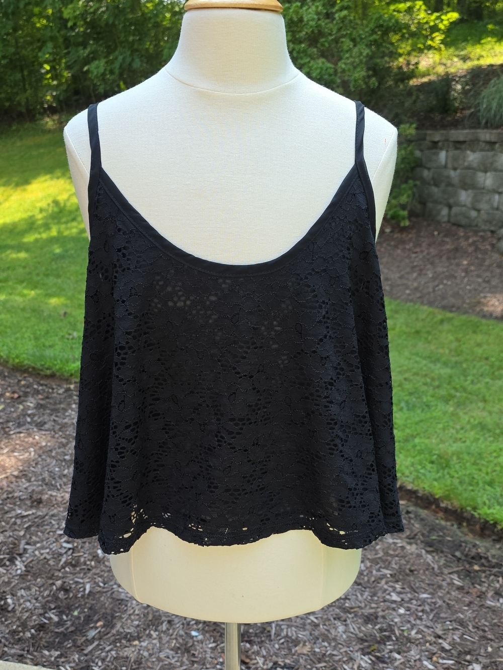 Black Lace Camisole Tank Top - Women's